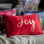 Joy Metallic Velvet Cushion – Red 